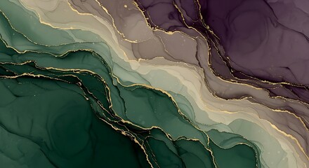 Poster - Elegant alcohol ink abstract background with gold accents creating a marbled effect