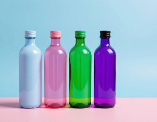 Poster - Colorful Bottles Gradient Background with Copy Space