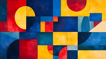 Aufkleber - abstract geometric composition with vibrant hues and dynamic shapes for visual impact spatial rhythm modern design contemporary creative expression concept.