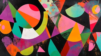 Aufkleber - abstract geometric composition with bold shapes and blended hues for visual harmony modern design structural rhythm and expressive contemporary art concept.