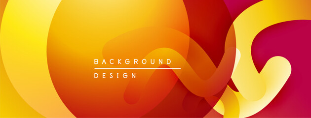 Poster - abstract fluid shapes overlap, creating vibrant orange, yellow, crimson gradients. modern design ele