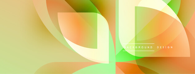 Aufkleber - Abstract shapes overlap, creating soft gradients. Colors include orange, green, yellow, peach. Modern design element for backgrounds.