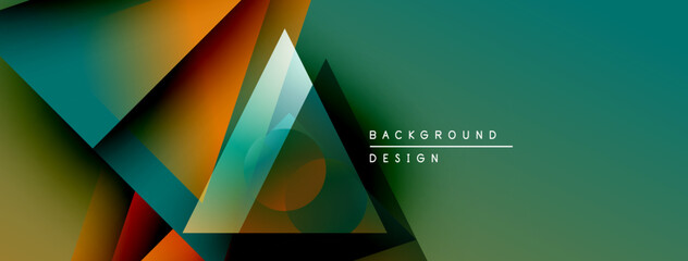 Aufkleber - Abstract geometric shapes overlap, creating dynamic teal, orange gradient. Modern design element for backgrounds, presentations.
