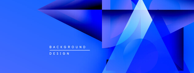 Aufkleber - Abstract blue geometric shapes create modern background. Gradient colors, layered design, dynamic composition. Minimalist style.
