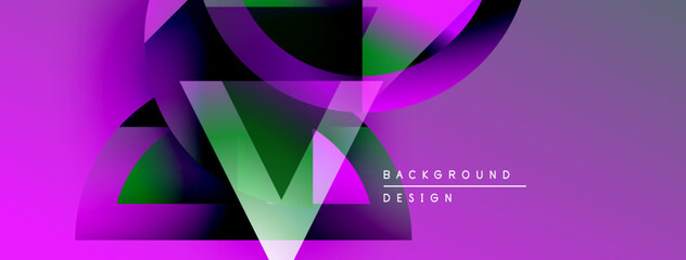 Aufkleber - Abstract geometric shapes, vibrant purple hues, dynamic composition. Modern design element for backgrounds, presentations.