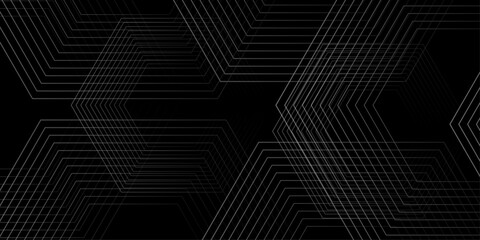 Fototapete - Abstract grey lines on black background with luxury shapes square background. Modern pattern elegant gray line template background. Vector black abstract background lines striped metallic concept.