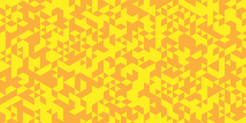 Fototapete - Seamless geometric pattern square shapes low polygon backdrop background. Abstract geometric wall tile and metal cube background triangle wallpaper. Yellow and orange polygonal background.