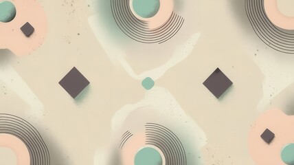 Poster - Modern geometric shapes background in soft pastel hues with fluid accents
