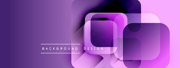 Aufkleber - Abstract purple background. Overlapping squares create modern design. Text reads background design. Simple, clean aesthetic.