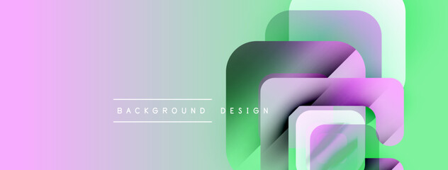 Leinwandbilder - Abstract geometric shapes overlap. Soft pastel colors blend, creating modern visual effect. Background features gradient hues.