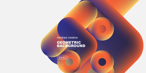 Fototapete - Abstract geometric shapes, vibrant orange hues, modern design. Minimalist composition with text overlay, inviting exploration.