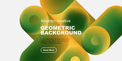 Poster - Fluid shapes overlap, creating vibrant gradients. Text promotes content with read more button. Modern design, bold colors, simple layout.