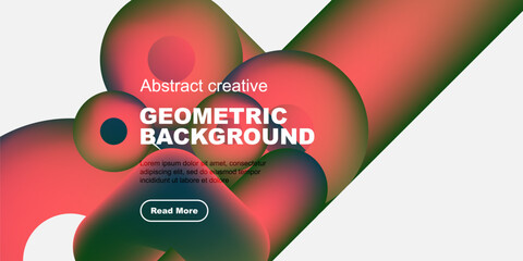 Fototapete - Abstract geometric background features vibrant colors, shapes, text, button. Modern design suitable for digital projects.