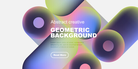 Fototapete - Abstract geometric shapes, vibrant colors, modern design. Text overlay present, dark background provides contrast. Minimalist aesthetic.