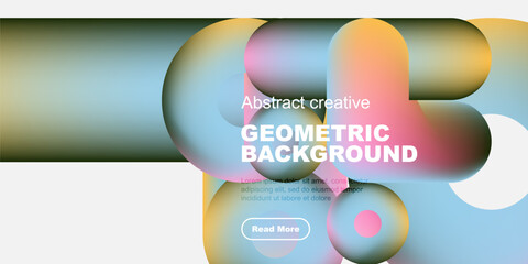 Poster - Abstract geometric background. Soft colors blend, creating modern design. Text overlay promotes further exploration. Simple, clean aesthetic.