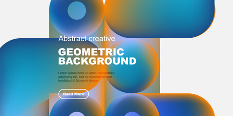 Poster - Abstract geometric design. Vibrant colors blend, creating modern visual experience. Text overlay provides information, button invites interaction.