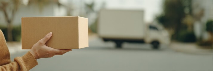 Leinwandbilder - Professional Courier Using Smartphone App for Contactless Package Delivery Modern Tech-Driven Logistic Solution for Confident Last-Mile Marketing Campaigns