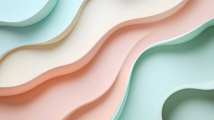Poster - Abstract Wave Layers in Pastel Hues