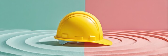 Leinwandbilder - Professional High-Quality Industrial Safety Helmet on Modern Minimalist Surface Authentic Workplace Protection for Corporate Safety Campaigns and Marketing Content
