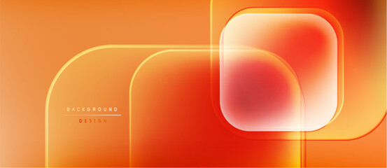 Poster - Abstract orange background. Geometric shapes overlap, creating glowing effect. Modern design suitable for banners, presentations.