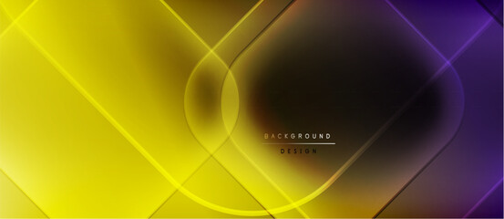 Leinwandbilder - Abstract gradients blend yellow, purple. Overlapping lines create dynamic visual texture. Modern design elements suggest energy, flow.