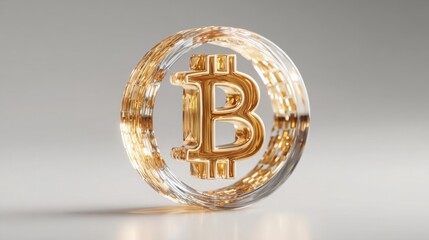 Poster - A stunning golden bitcoin rendered with creative uv index style illustrating modern cryptocurrency concepts