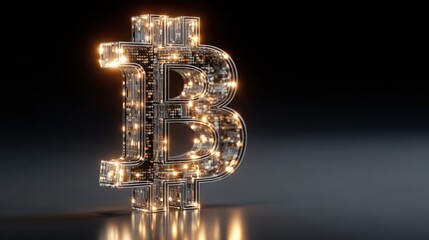 Poster - A brightly lit dollar sign illuminating the concept of currency in a unique bitcoin uv-style design