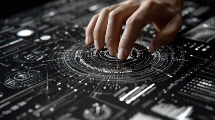 Leinwandbilder - Professional futuristic VR storytelling interface with seamless holographic flowchart visualization for modern coding education and digital workflow automation