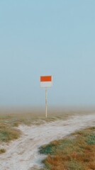 Leinwandbilder - Professional Environmental Storm Alert Sign in Foggy Landscape for Risk Awareness and Natural Disaster Preparedness Marketing Content