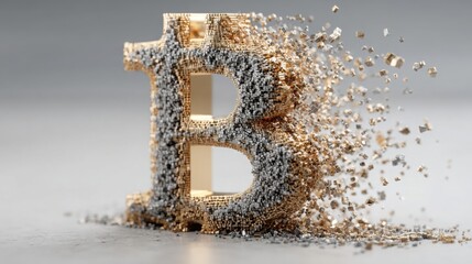 Poster - Broken letter b isolated on a clean background symbolizing disruption and change in financial concepts and markets