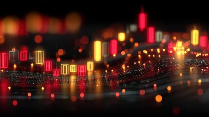 Poster - Vibrant cityscape at night showcasing bright lights and urban energy highlighting modern living environment