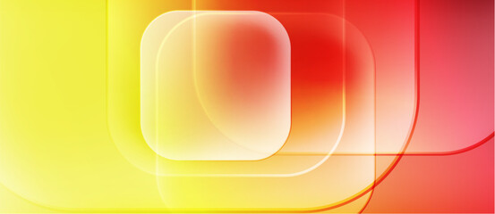 Leinwandbilder - Abstract composition. Overlapping squares, gradients transition from yellow to red. Soft light effects create dynamic visual texture.
