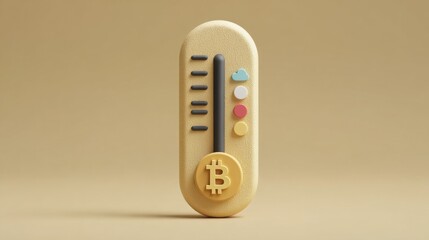 Poster - Smartphone displaying bitcoin coin illustration in a conceptual representation of mobile cryptocurrency transactions