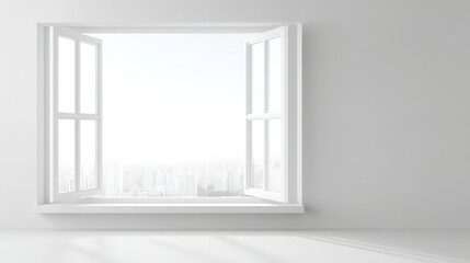 Poster - Window framing city view with strategic focus on financial opportunities in the cryptocurrency market landscape