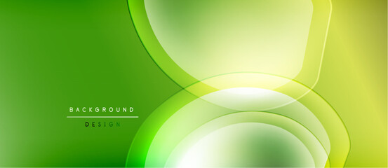 Fototapete - Bright green background features flowing curves, soft gradients. Text reads background design. Modern, abstract visual presentation.