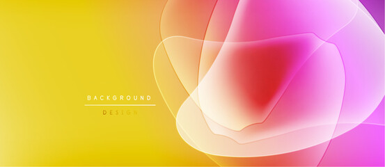 Fototapete - Abstract fluid shapes overlap, creating vibrant yellow, orange, pink gradient. Modern design element for backgrounds, presentations.