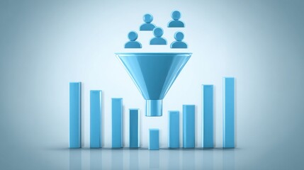 Poster - Business growth funnel depicting people flowing through a funnel to showcase team collaboration and engagement