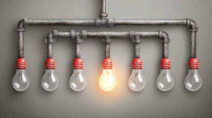 Poster - Creative illustration of a light bulb and pipes signifying innovative ideas flowing through streamlined business processes