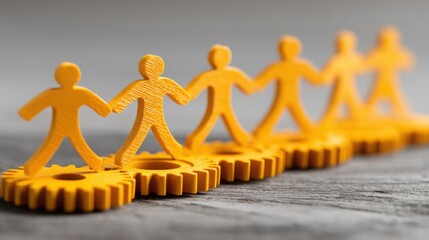 Poster - Diverse group of people standing in line symbolizing synchronization and collaboration in business innovation processes