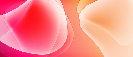Aufkleber - Abstract fluid shapes blend, creating warm color gradients. Pinks, oranges dominate composition. Soft lighting enhances visual appeal.