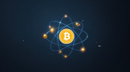 Poster - Simplistic representation of a bitcoin in a minimalistic style illustrating concepts of decentralized currency exchange