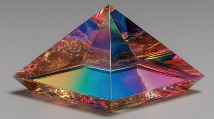 Poster - A clear prism capturing light and creating colorful reflections to represent growth unity and team input concepts