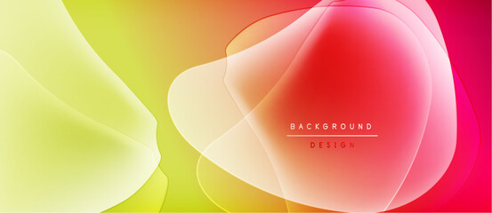 Fototapete - Abstract fluid shapes blend vibrant colors. Gradient transitions create dynamic visual effect. Modern design element for backgrounds.