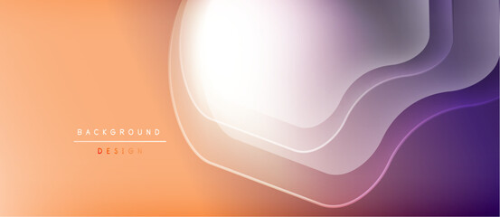 Fototapete - Abstract flowing shapes, gradient colors. Orange, purple hues blend smoothly. Modern design, soft lighting creates depth. Minimalist aesthetic.