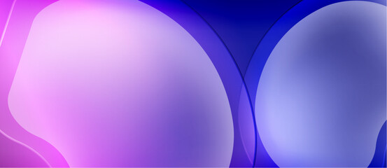 Fototapete - Abstract fluid shapes blend purple, blue hues. Smooth gradients create modern, vibrant background. Minimalist design evokes calm feeling.