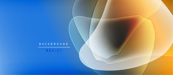 Fototapete - Abstract design features flowing shapes, vibrant blueorange gradient. Modern aesthetic, smooth transitions, dynamic composition. Background elements suggest movement, depth.