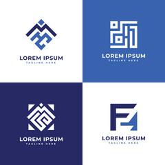 Fototapete - abstract square shape unique logo design bundle monogram letter mark initial concept collection modern minimal