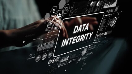 Poster - Hands Typing on a Digital Interface with Emphasis on Data Integrity and Technology Visualization. Asymptotic smart data analytic.