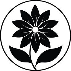 Poster - Stylized flower silhouette in circle isolated on transparent background silhouette
