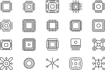 Fototapete - Modern user interface icon set featuring a distinctive silhouette style for digital applications